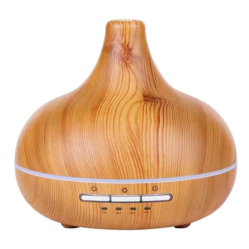 Grundig Aroma Diffuser Luftbefeuchter 300ml - Elektrischer Duftöl Diffuser Mit LED-Licht und Timer - Diffusor Für Ätherische Öle - Ohne Kabel - Bamboo, Braun