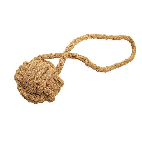 mascota casa - Natürliche Hundeseil Spielzeug aus 100% Kokosfaser – Nachhaltiges Kauspielzeug, Zahnpflege-Support beim Zahnwechsel, Robustes und Umweltfreundliches Hundespielzeug (Coco Ball, small) Öko