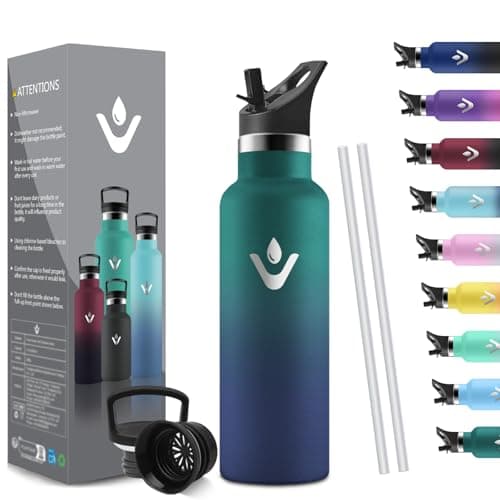 HoneyHolly Thermosflasche 500ML, BPA-Frei, Trinkflasche Edelstahl, Auslaufsichere Isolierflasche Doppelwandig, Wasserflasche Kinder Edelstahl, mit Strohhalm, Trinkflasche Kohlensäure Geeignet - Öko