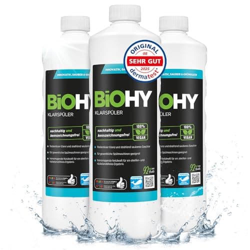 BiOHY Klarspüler (3 x 1 Liter) | Bio Geschirrspülmittel | ideal für alle Spülmaschinen | EXTRA STARKER Fettlöser für Gastronomie & Haushalt | frischer Glanz auf Glas & Geschirr Bio Öko Vegan