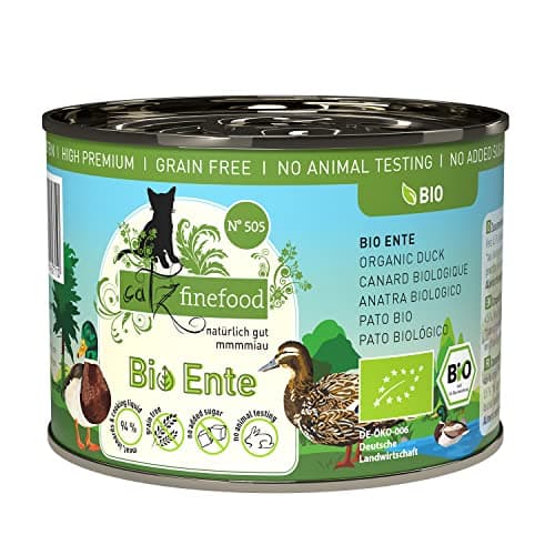 catz finefood Bio Katzenfutter Ente - N° 505 - Nassfutter für Katzen - 6 x 200 g - Ohne Getreide & zugesetzten Zucker (1,2 kg) Bio Öko