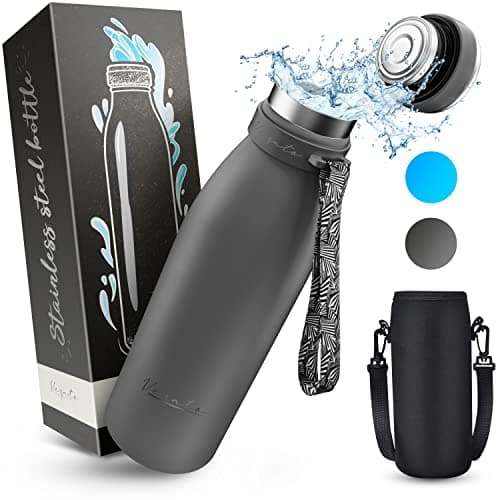 Vezato Trinkflasche Edelstahl - BPA-freie Isolierflasche 750 ml - Auslaufsichere Wasserflasche mit doppelter Isolierung - Thermosflasche spülmaschinenfest - Für Kohlensäure geeignet - Nachhaltig Öko