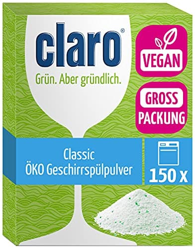 claro Classic Geschirrspül-Pulver - Öko-Spülmaschinen-Pulver - phosphatfrei & vegan - Sparpack mit 150 Waschladungen Öko Vegan