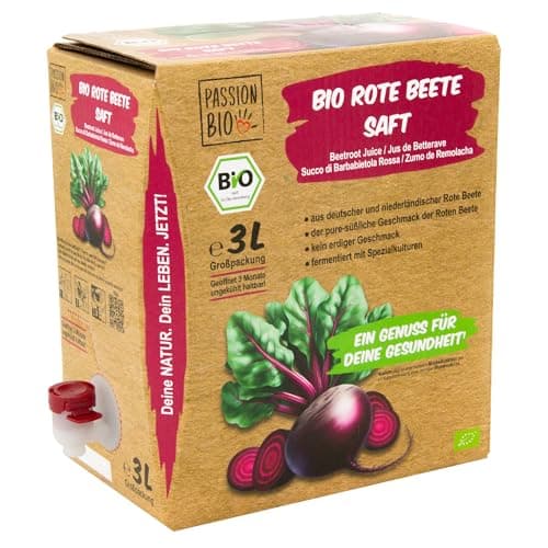 Bio Rote Beete Saft, 3 Liter – 100% Rote Beete Saft, milchsauer vergoren – in Deutschland abgefüllt – kein erdiger Geschmack – kein zugesetzter Zucker (lt. Gesetz), enthält von Natur aus Zucker Bio Öko