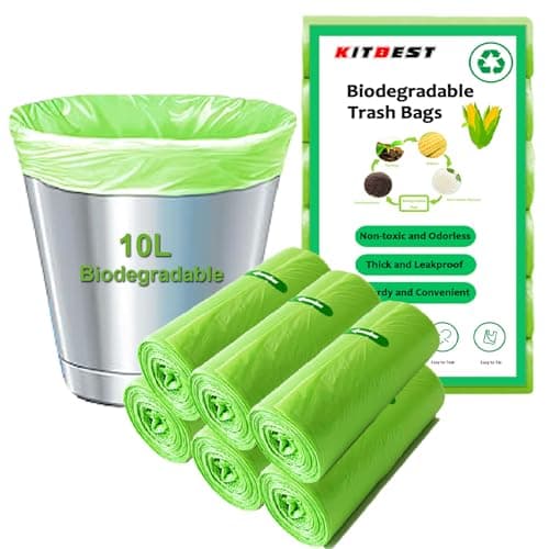 120 Stück Biomüllbeutel 10L, KITBEST Bio Müllsäcke Müllbeutel Abfallsäcke Biomülltüten Kompostierbare, Reißfeste Bio Beutel Küchen Lebensmittel Abfallbeutel für Küche, Büro, Wohnzimmer (45 x 50 cm) Bio