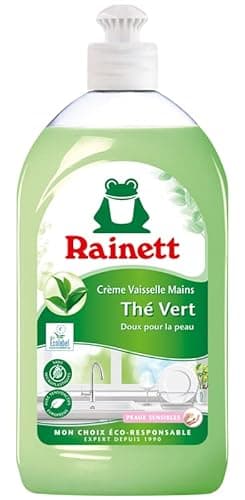 RAINETT Spülmittel für Hände – hypoallergene Formel – bewahrt empfindliche Haut – recycelte & recycelbare Flasche – Ökolabel – grüner Tee – 500 ml - Öko - Recycling