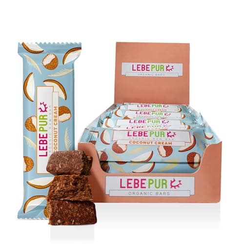 Lebepur Bio Energieriegel Coconut Cream 15x50g | veganer Riegel auf Dattelbasis I Kokosflocken, Vanilleschote, Kakao | ohne Zuckerzusatz | glutenfrei | laktosefrei | Paleo | Power Bar | Big Box Bio Vegan