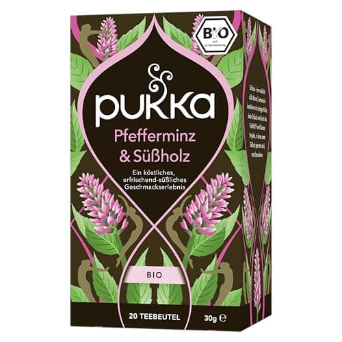 Pukka | Bio Pfefferminztee mit Süßholz "Pfefferminz & Süßholz " | Tee für ein erfrischend-süßliches Geschmackserlebnis | 1er Pack | 20 Teebeutel Bio Öko