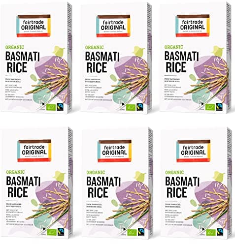 fairtrade ORIGINAL Bio Basmati Reis | 6x 400g fairtrade Basmati Rice organic aus Indien | aromatisch mit leicht nussigem Geschmack | loser Bio Basmatireis aus der Tiefebene des Himalayas Bio