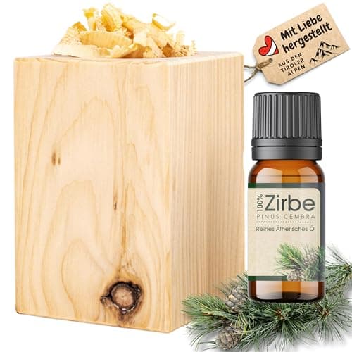 sagl.tirol® Zirbenholz Set mit Zirbenspäne und 10 ml Zirbenöl - Zirbelkiefer Öl – Zirbenduft und Deko aus Zirbelkiefer – Nachhaltige Zirbenholz Produkte, Zirbenwürfel, Raumduft Zirbe - naturbelassen Öko