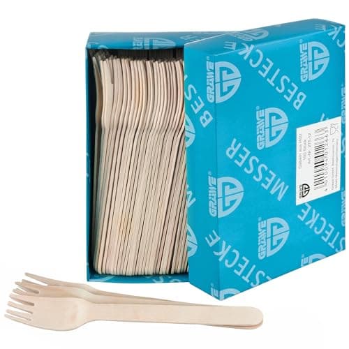 GRÄWE Einwegbesteck Holzgabeln, 100 Stück, Holzbesteck, umweltfreundlich aus Holz, biologisch abbaubar Bio Öko