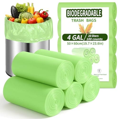 BODFPPC 100 Stück Biomüllbeutel 20L, Bio Müllbeutel Reißfeste Biomülltüten Kompostierbare Müllsäcke Mülltüten für Küche, Garten & Haushalt Bio Öko