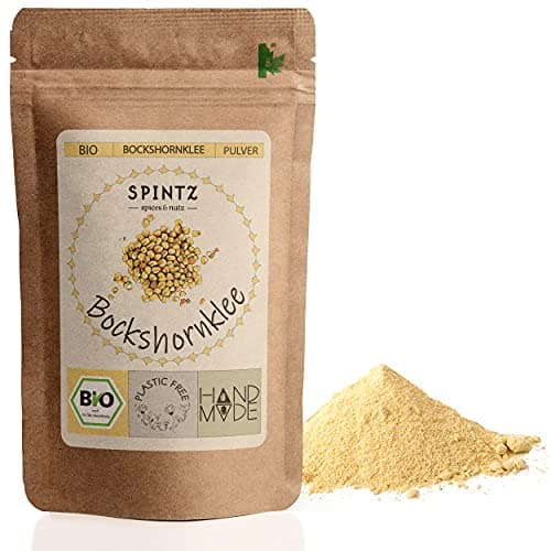 SPINTZ® Bio Bockshornklee Pulver 250g | Plastikfrei und Nachhaltig verpackt | Bockshornkleesamen gemahlen | Vegane Fenugreek Seeds | Bio Bockshornklee Gewürz Samen ideal für die indische Küche Bio Öko Vegan