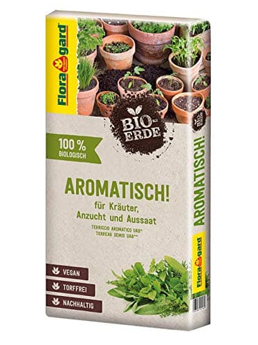 Floragard Bio-Erde Aromatisch 1x40 Liter - für Anzucht und Aussaat sowie für Kräuter - torffrei und vegan Bio Öko Vegan