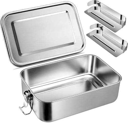 NEXROLA Edelstahl Brotdose 1400ml aus Lebensmittelechtem 304 Stainless Steel Lunchbox - Vollständig Dicht & Unterteilbar mit 2 Tresor - Spülmaschinenfest, Auslaufsicher für Schule, Arbeit, Outdoor