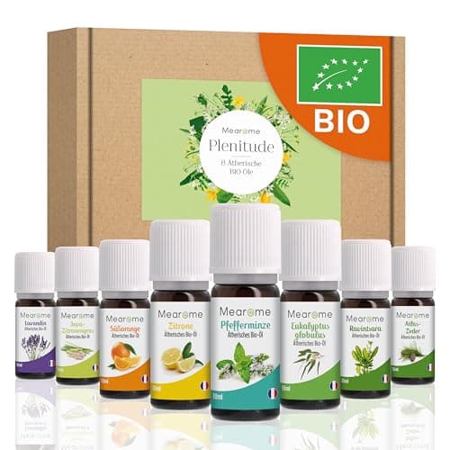 ÄTHERISCHE ÖLE SET BIO-Zertifiziert Duftöl Pur 100% Naturrein, Aroma Diffuser Ravintsara Lavendin Pfefferminzöl Zitrone Eukalyptusöl Süßorangenöl Aromatherapie Geschenk Idee Massageöle Geschenkset Bio Öko Vegan