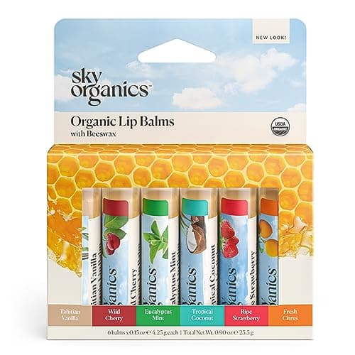 Sky Organics - Bio-Lippenbalsam-Set (6-Pack) - Bio-Bienenwachs, Pflanzenöle und -extrakte - Vitamin E und natürliche Bio-Aromen - Beauty-Geschenkset - alle Hauttypen und frei von Tierversuchen Bio