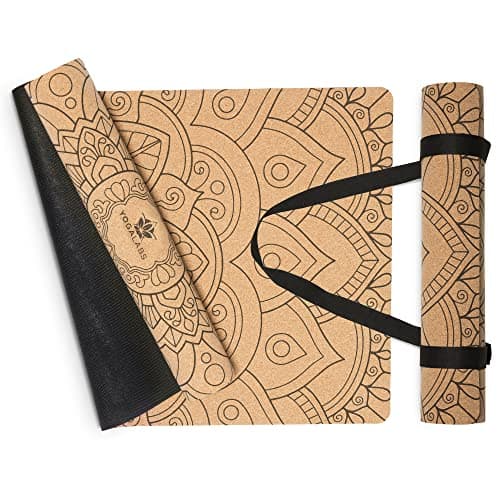 YOGALABS® Premium 2in1 Yoga-Matte Kork & Naturkautschuk inkl. Tragegurt 183x61x0,4cm - Yogamatte, Gymnastikmatte, Sportmatte rutschfest, nachhaltig, schadstofffrei - Fitness-Matte & Pilates-Matte groß