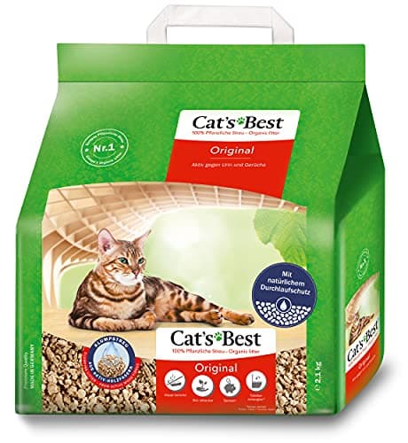 Cat's Best Original Katzenstreu, 100 % pflanzliche Katzen Klumpstreu mit maximaler Saugkraft – bekämpft Gerüche natürlich aktiv, 2,1 kg/5 l Bio Öko Vegan
