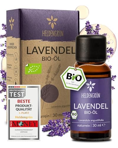 Heldengrün® BIO Lavendelöl [100% NATURREIN] Lavandula angustifolia - Echtes Lavendelöl: floral, frisch & voller Seele - Aromatherapie Lavendel - Ätherisches Öl Bio Öko