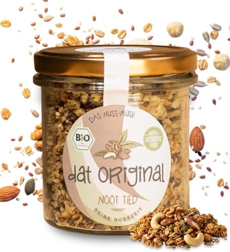 Nööt Tied - dat Original BIO Müsli ohne Zucker | Knuspriges Proteinmüsli mit Nüssen & Saaten | Getreidefreies Low Carb Knuspermüsli | Premium Muesli | Protein Granola aus Deutschland (150 g) Bio