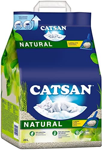 Catsan Natural Kompostierbare Klumpstreu für Katzen, 20 Liter (1 Beutel) – Katzenstreu 100 Prozent Biologisch abbaubar Bio Öko