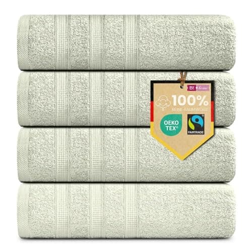 B!HOME 4er Set Premium Handtücher [100% Baumwolle] 50x100 cm, hellgrün/Handtücher Weich, Saugstark & Pflegeleicht/Handtuch Perfekt für Bad, Gym & Reisen Öko