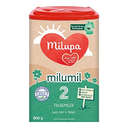 Milupa Milumil 2 – Folgemilch – Baby-Milchpulver – Nach dem 6. Monat – Passender Begleiter zur Beikost mit wichtigen Nährstoffen – Ohne Palmöl – 1 x 800 g Vegan