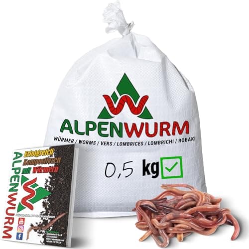 0,5kg Kompostwürmer (min. 500Stk.) | Regenwürmer, Gartenwürmer, Eisenia Mix lebend für Kompost, Garten, Wurmkomposter, Wurmkiste, Hochbeet Bio