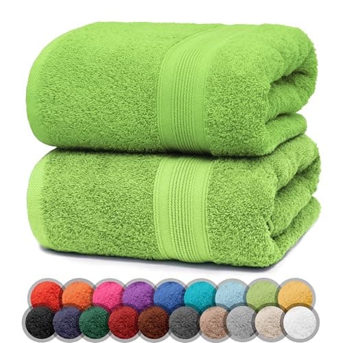NatureMark 2er Pack DUSCHTÜCHER Premium Qualität 70x140cm DUSCHTUCH Dusch-Handtuch Doppelpack Farbe: Apfel grün Öko