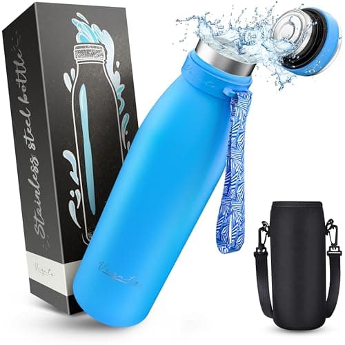 Vezato Trinkflasche Edelstahl - BPA-freie Isolierflasche 750 ml - Auslaufsichere Wasserflasche mit doppelter Isolierung - Thermosflasche spülmaschinenfest - Für Kohlensäure geeignet - Nachhaltig Öko