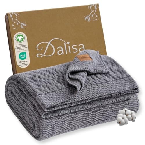 Dalisa 100% Bio-Baumwolldecke GOTS-Zertifiziert, gemütliche Tagesdecke, weicher Bettüberwurf, Atmungsaktiv, perfekt für Couch, Bett und Heimdekoration, Waschmachinengeeignet (Anthrazit, 150x200 cm) Bio Öko