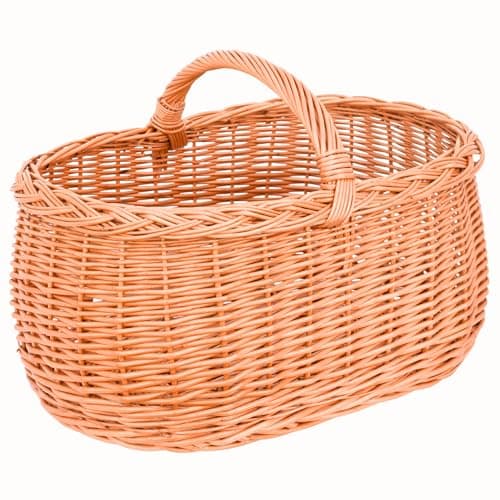 Weidenkorb Einkaufskorb BAGI GROSS – großer ovaler Marktkorb aus Natur-Weide, handgeflochten & nachhaltig – stabiler Korb mit geflochtenem Rand für Einkauf, Markt, Picknick Öko