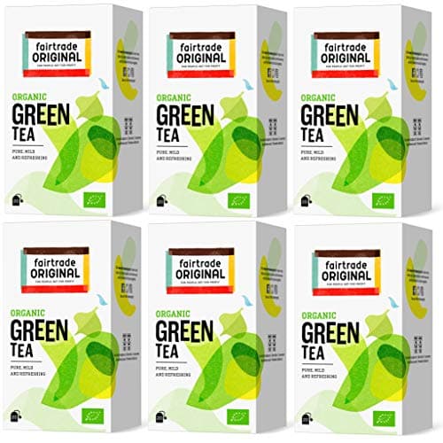 Grüner Tee Bio von Fairtrade Original | 120 Teebeutel | Set 6 x 20 Beutel = 240 g | 100 % Organic Grüntee im Beutel | Bio und Fair Trade | 6 Packungen Green Tea | Großpackung Bio Öko