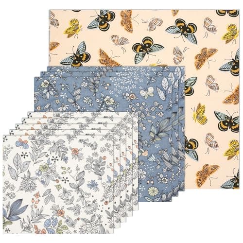 Bienenwachstücher 9 Stück Bio-Baumwolle Natürliches Bienenwachs 5 x Kleine 3 x Mittelgroße 1 x Große Wachstücher für Lebensmittel Packen Sandwiches Kinderbrotdosen Obst Snacks Käse Brot Nüsse Bio Öko