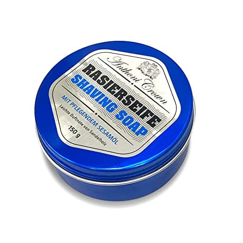 Anthoni Crown feste Rasierseife, Herren, Damen, 150 g, alle Hauttypen, Made in Germany, ergiebiger Rasierschaum, hochwertige Verpackung, nachhaltiges Palmöl, RSPO-Mitglied Bio Öko