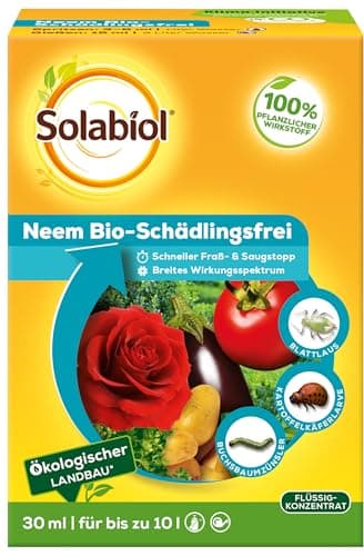 Solabiol Neem Bio-Schädlingsfrei, biologische Schädlingsbekämpfung an Zierpflanzen, Kräutern, Kartoffeln und Gemüse, 30 ml Bio Öko