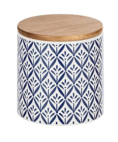 WENKO Aufbewahrungsdose Lorca, 0,45 l, Vorratshaltung, Frischhaltedose mit Bambusdeckel und Silikonring zur luftdichten & aromafrischen Aufbewahrung, aus hochwertiger Keramik, Ø 10 x 11 cm, Mehrfarbig Bio Öko