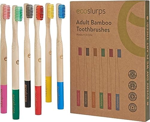 EcoSlurps Bambus-Zahnbürsten - Bambus Zahnbürste Multipack biologisch abbaubar toothbrushes (6 Adult, multi-colored) - Bio - Öko - Recycling