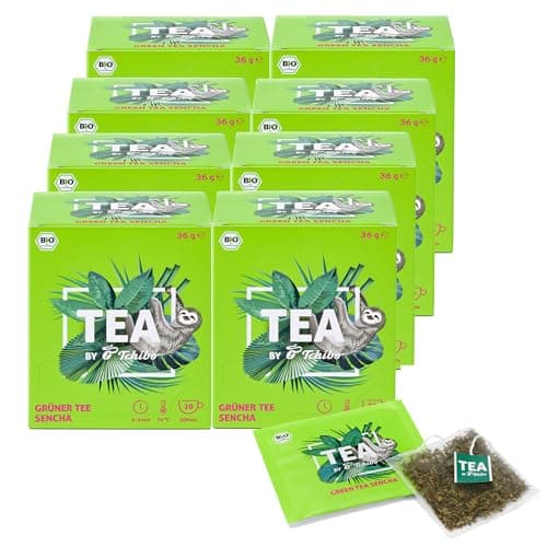 Tchibo Tee „TEA by Tchibo“ Bio Grüner Tee Sencha, Intensiv-frischer Sencha, Vorratspack, Maxipack, Teebox, 160 Stück - 8x 20 Teebeutel, Bio-Siegel, Natürliche Zutaten, Nachhaltiger Anbau Bio Öko
