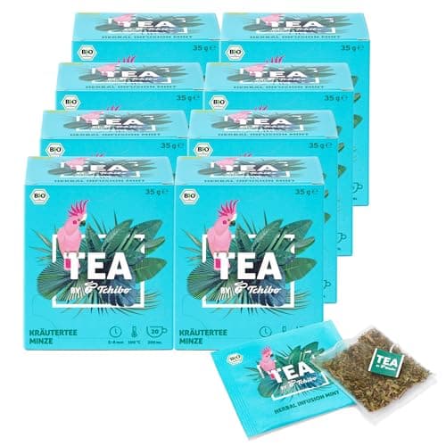 Tchibo Tee „TEA by Tchibo“ Bio Kräutertee Minze, Erfrischende Minze, Vorratspack, Maxipack, Teebox, 160 Stück - 8x 20 Teebeutel, Bio-Siegel, Natürliche Zutaten, Nachhaltiger Anbau Bio Öko
