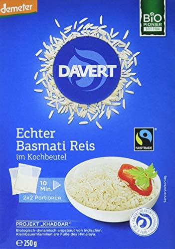Davert Bio Basmati Reis im Kochbeutel, 2 Beutel, 250g Bio Vegan