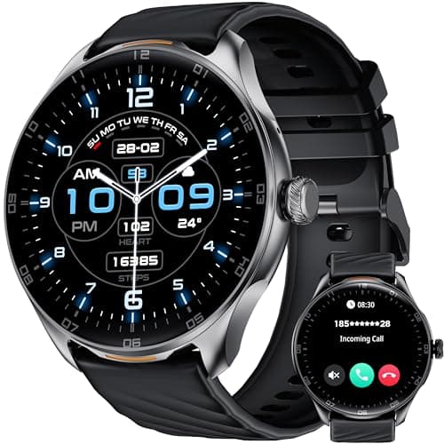 OUKITEL Smartwatch Herren Rund mit Bluetooth Telefonie und Sprachassistenz, 1.39 Zoll Touchdisplay, 100+ Sportmodi, IP68 Wasserdicht Sportuhr, Fitnessuhr mit Herzfrequenz/Schrittzähler für Android iOS