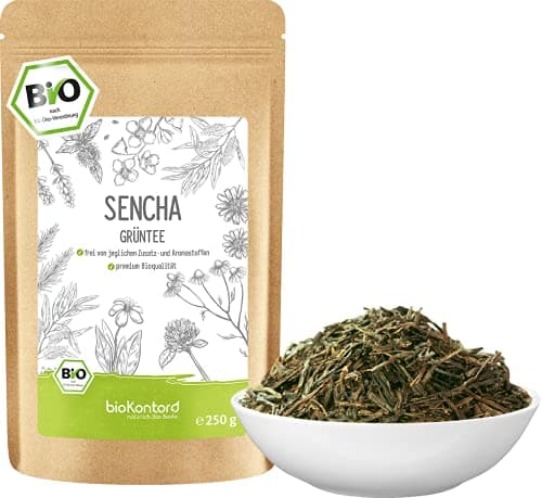 Grüner Sencha Tee BIO 250 g I lose und geschnitten I aromatischer bio Sencha Grüntee I 100% natürlich I bioKontor Bio Öko
