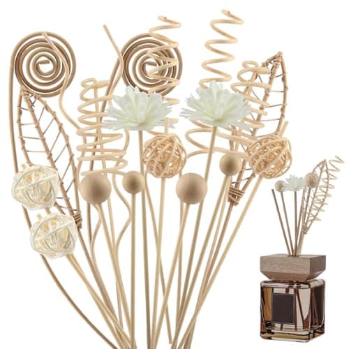 GZGXKJ Duftstäbchen 32 Stück Rattanstäbchen für Raumduft Nachhaltig Diffuser Stäbchen Mehrere Stile Rattan Holzdiffusorstäbchen für Badezimmer Büro im Wohnzimmer Öko
