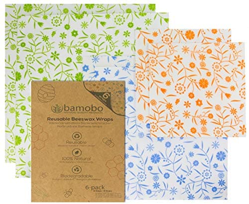 [6x] Bio Bienenwachstücher für Lebensmittel - Bio Bees Wrap Wachspapier - Beeswax Wrap - Frischhaltefolie Wiederverwendbar - Nachhaltige Plastikfreie Produkte Bio Öko
