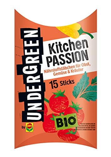 Undergreen by COMPO Kitchen Passion, Dünger, Für alle Obst- / Gemüsepflanzen und Kräuter, Ideal als Tomatendünger / Gemüsedünger, Bio-Düngestäbchen, 15 Stück, Nicht Zutreffend Bio Öko