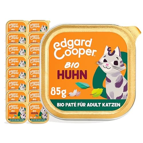 Edgard Cooper Nassfutter für Katzen Bio Huhn 85g x 16 Bio Katzenfutter nass ohne Zucker und Getreidefrei für sterilisierte und aktive Katzen natürlichen Zutaten Bio