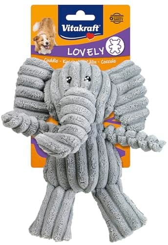 Vitakraft Safari Elefant, Spielzeug für Hunde, Hundespielzeug Kuscheltier, mit Quietscher, aus Cord (1 Stück)