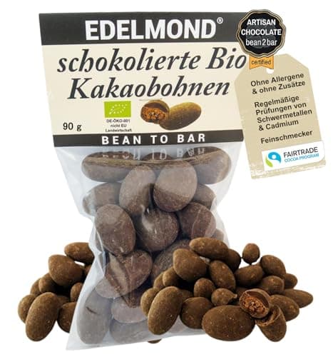 Bio Kakaobohnen in Zartbitterschokolade – Nur 2 Zutaten, Vegan, Fairtrade & cadmiumgeprüft | Handgemacht & Single Origin | Extra herb & ballaststoffreich (90 g) Bio Vegan